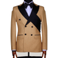 Ensemble smoking croisé jaune or et pantalon de mariage noir SMOKINGS MOUBARAK SHOP