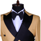 Ensemble smoking croisé jaune or et pantalon de mariage noir SMOKINGS MOUBARAK SHOP