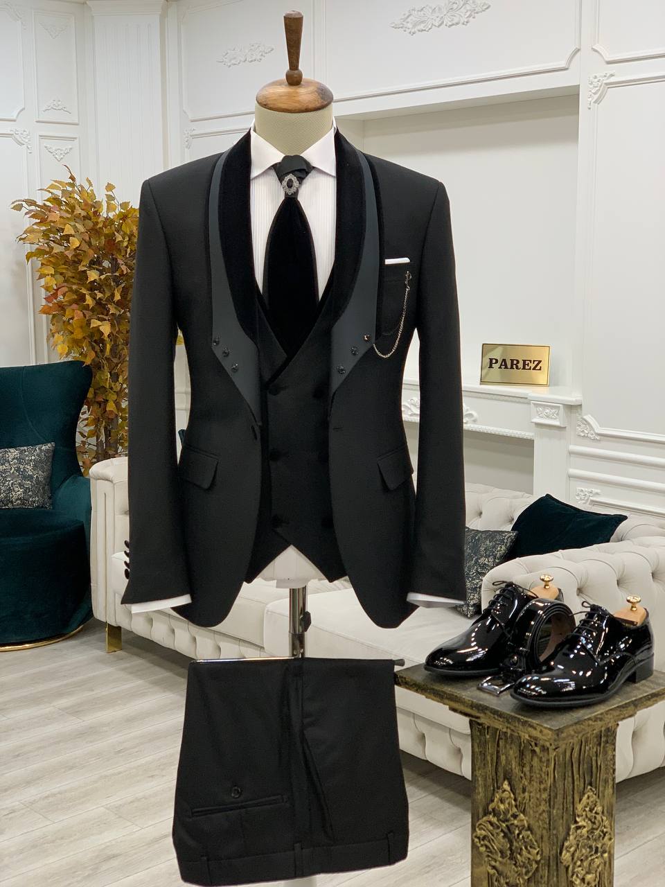 Ensemble smoking noir et pantalon de mariage noir SMOKINGS MOUBARAK SHOP