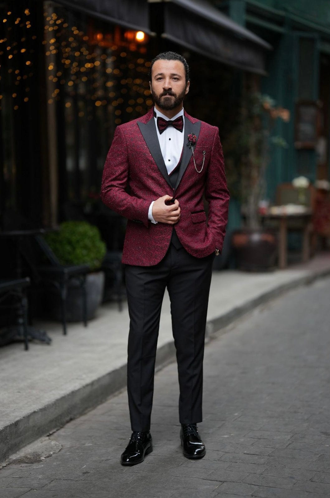 Red and black tuxedo and wedding pants set – MOUBARAK SHOP